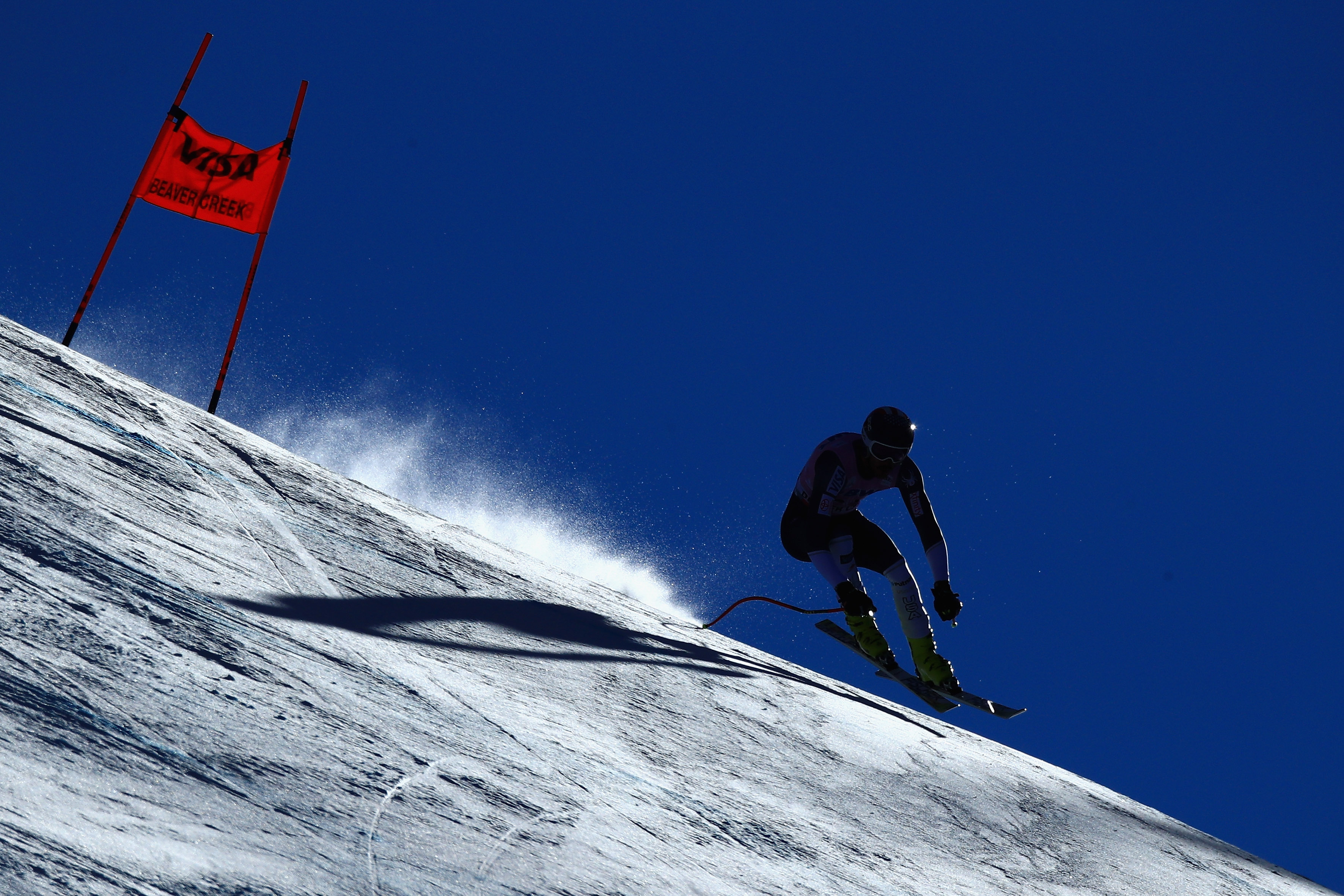 Bryce Bennett skis down the Birds of Prey course in Beaver Creek Saturday. (Getty Images - Ezra Shaw) 