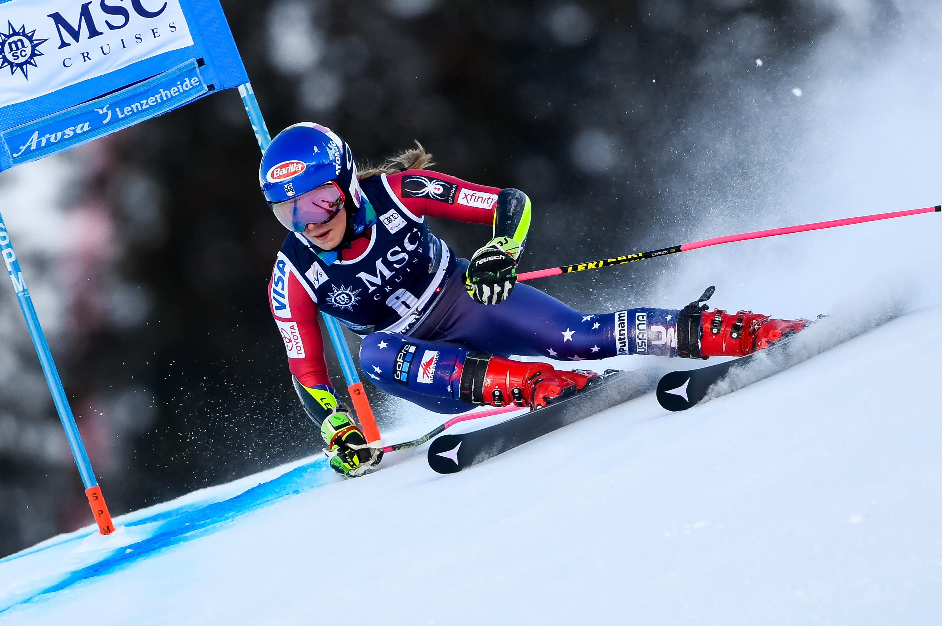 Mikaela Shiffrin finished seventh in Saturday’s FIS Ski World Cup giant slalom in Lenzerheide, Switzerland. (Getty Images/Agence Zoom - Alain Grosclaude)