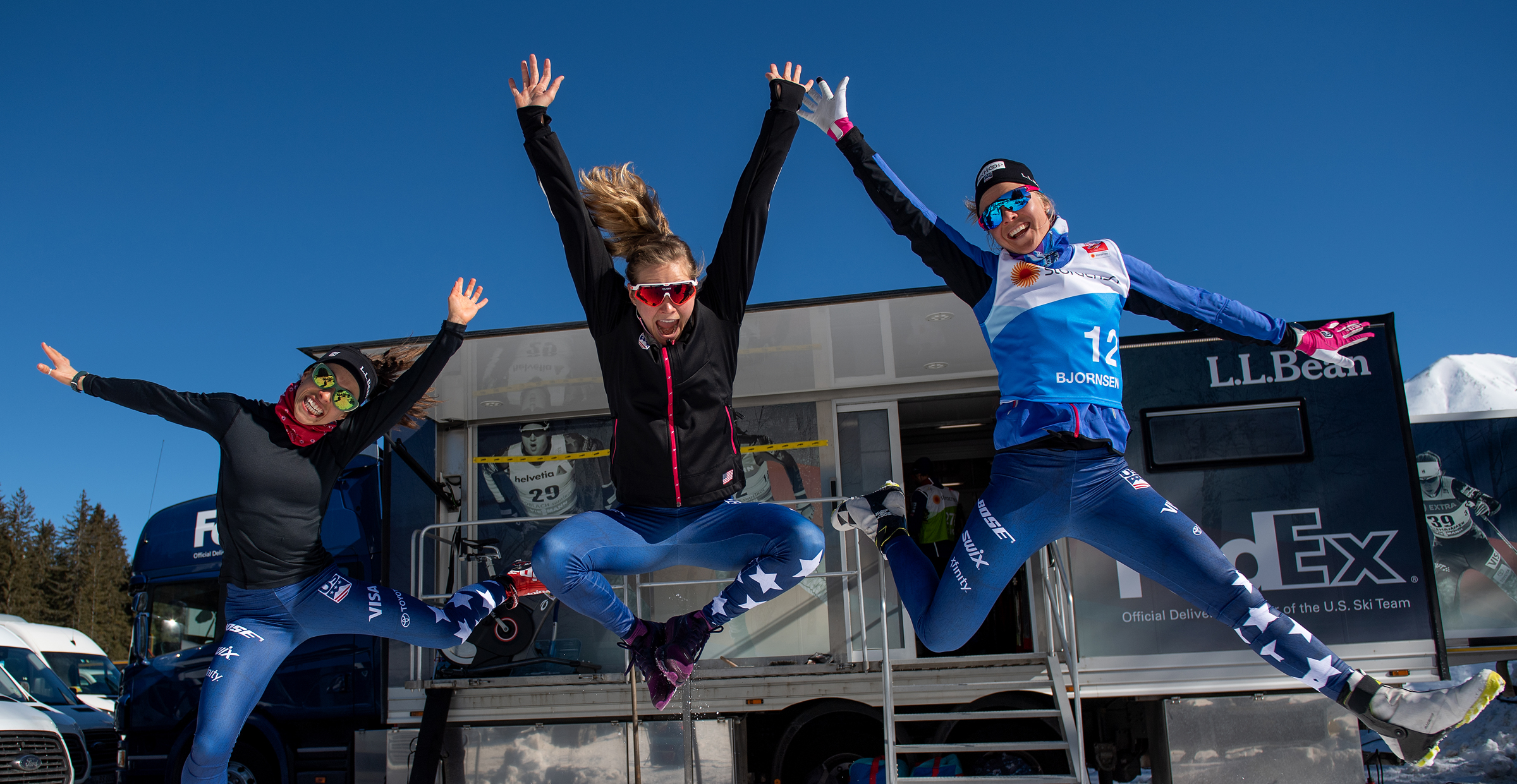 Rosie Frankowski, Jessica Diggins, and Sadie Bjornsen are ready to kick off the 2019 FIS Cross Country World Ski Championships in Seefeld, Austria. (Getty Images - Matthias Hangst) Rosie Frankowski, Jessica Diggins, and Sadie Bjornsen