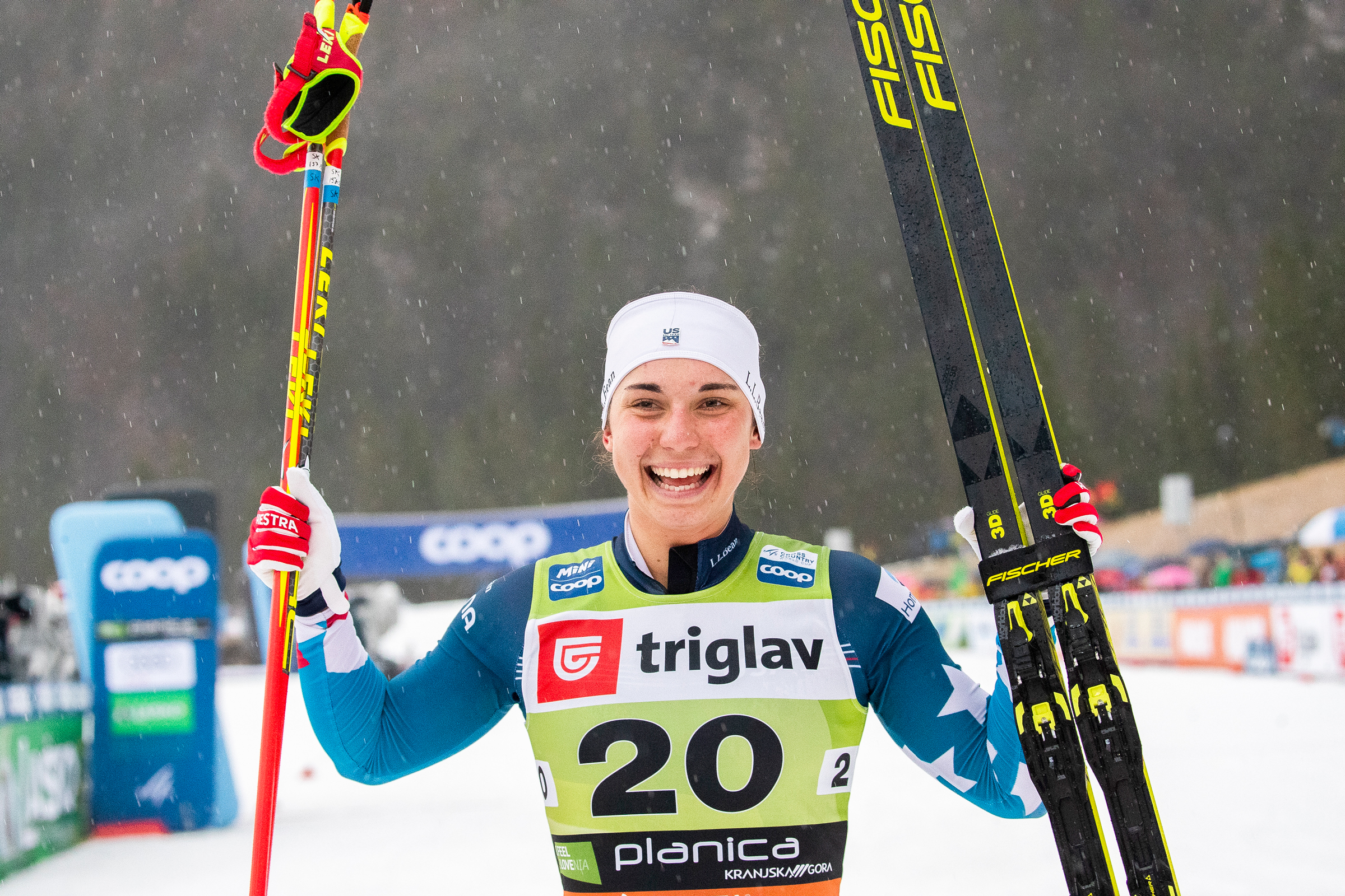 Julia Kern celebrates her World Cup Podium