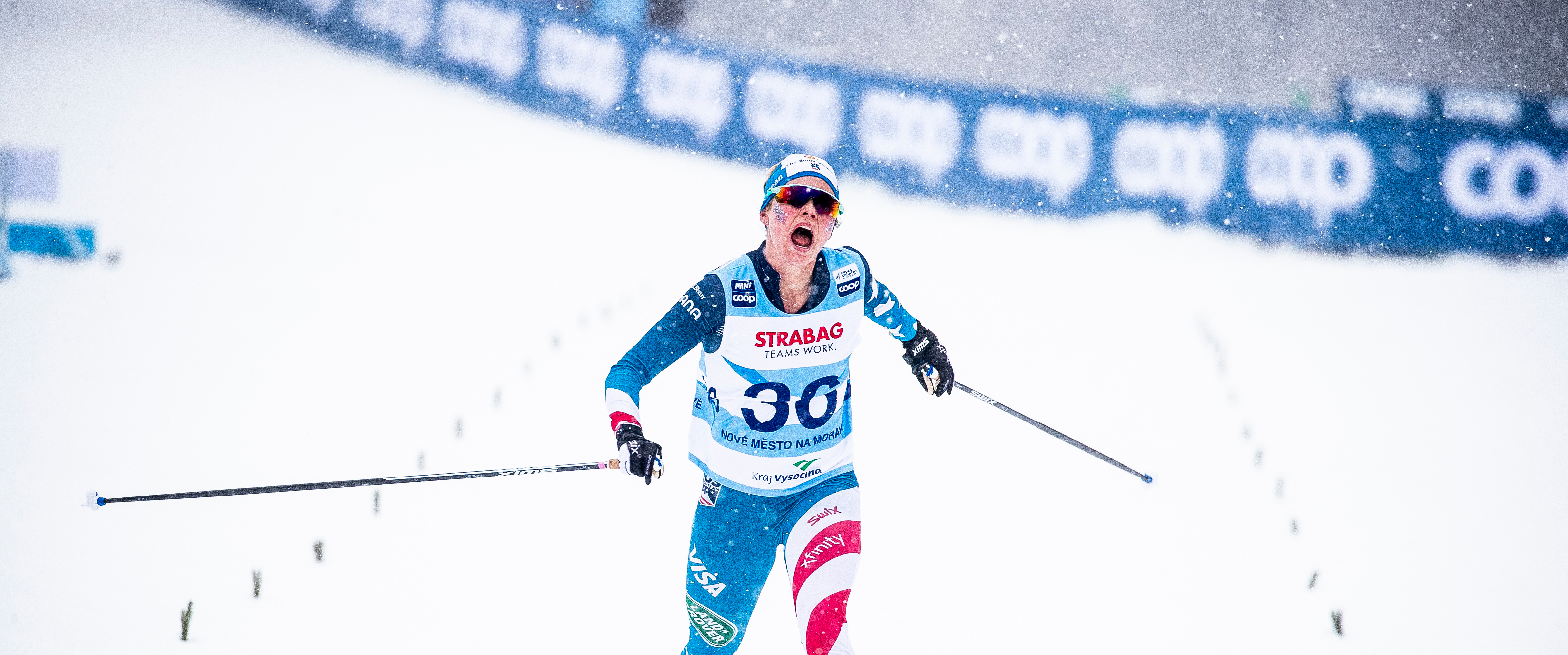 Jessie Diggins finished fourth in Saturday's 10k freestyle FIS Cross Country World Cup. (www.nordicfocus.com. © Modica/NordicFocus.) Jessie Diggins finished fourth in Saturday's 10k freestyle FIS Cross Country World Cup. (www.nordicfocus.com. © Modica/NordicFocus.)