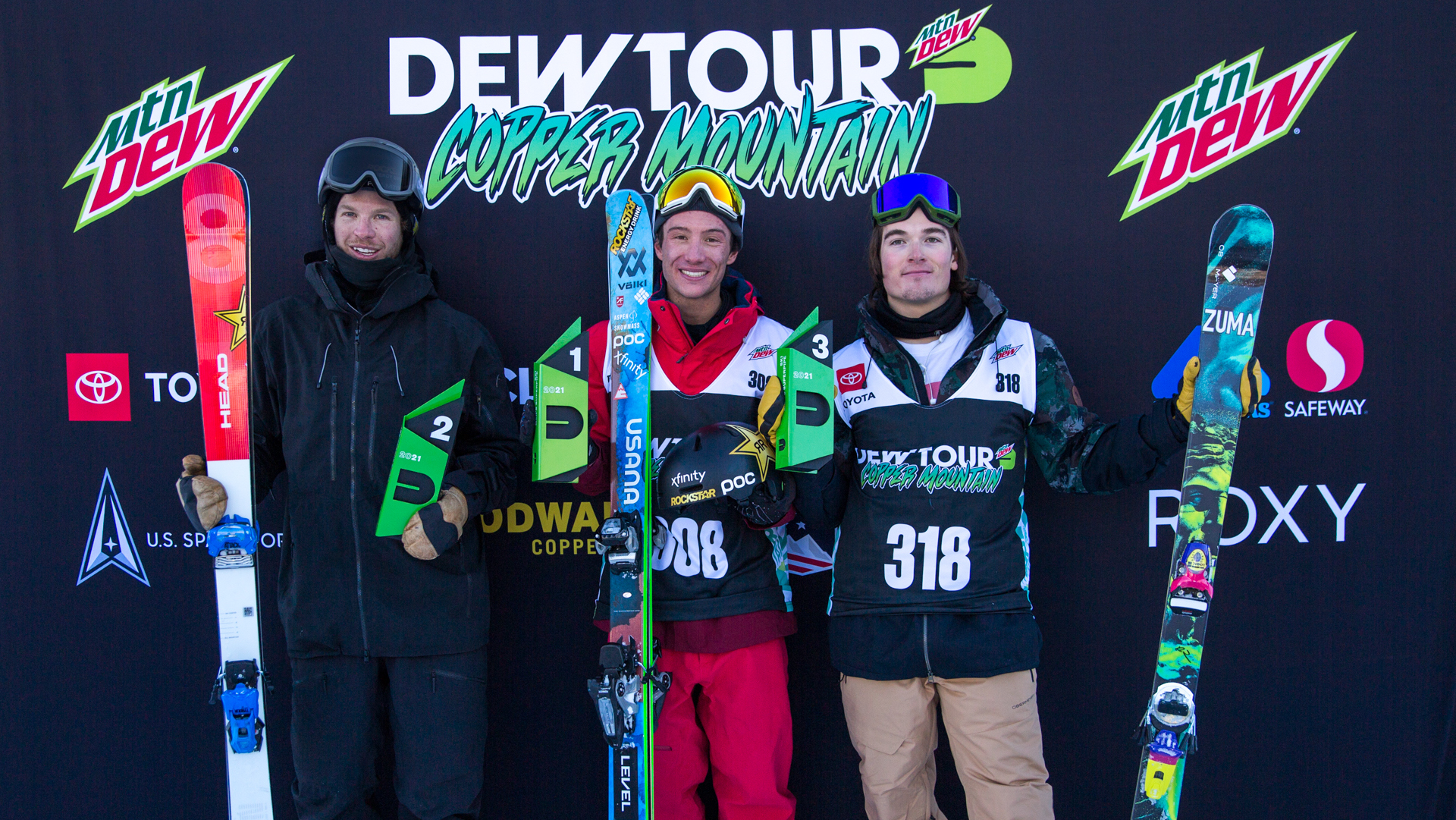 The men's superpipe podium. 
