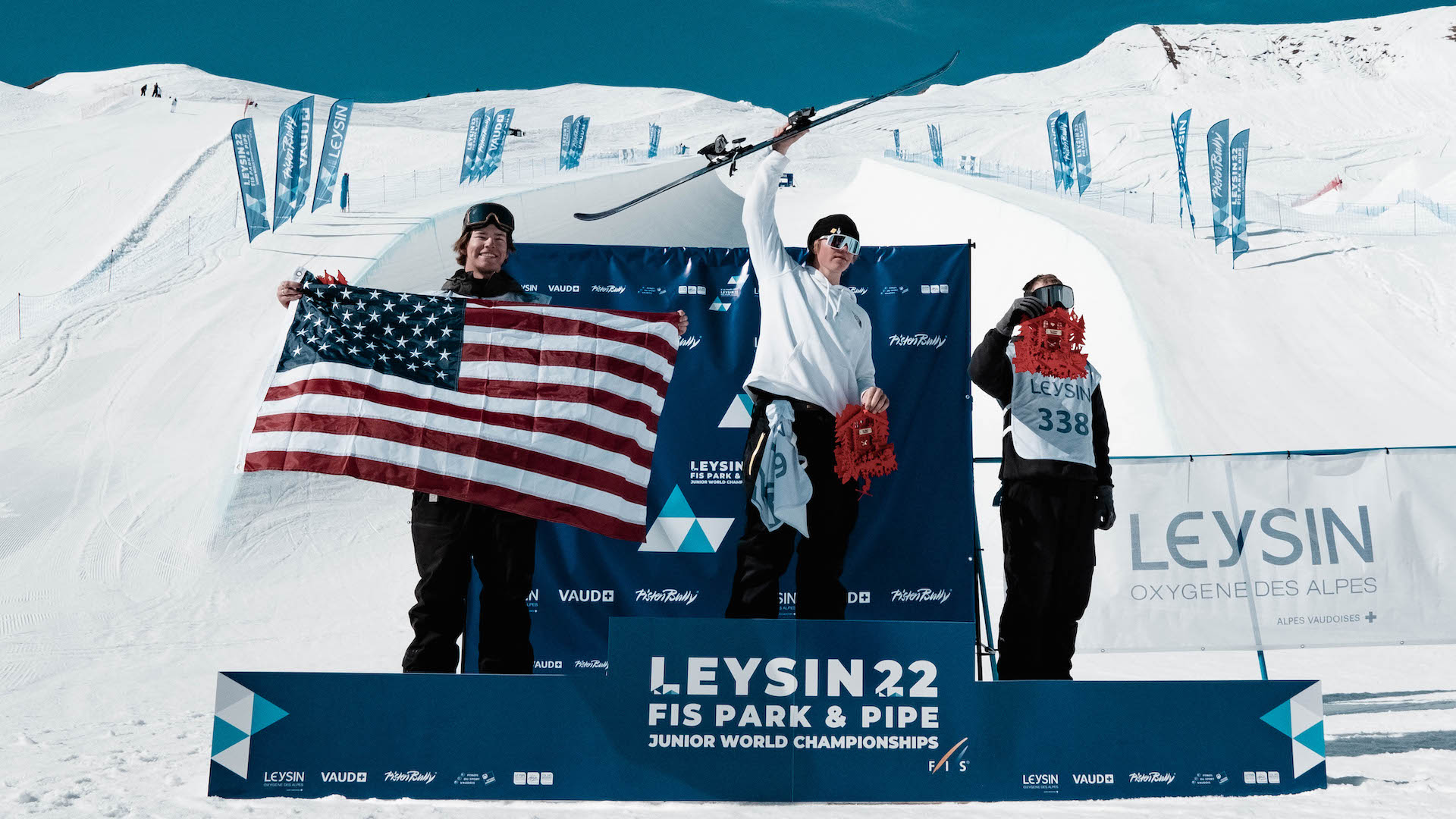Men's Freeski Halfpipe podium. 