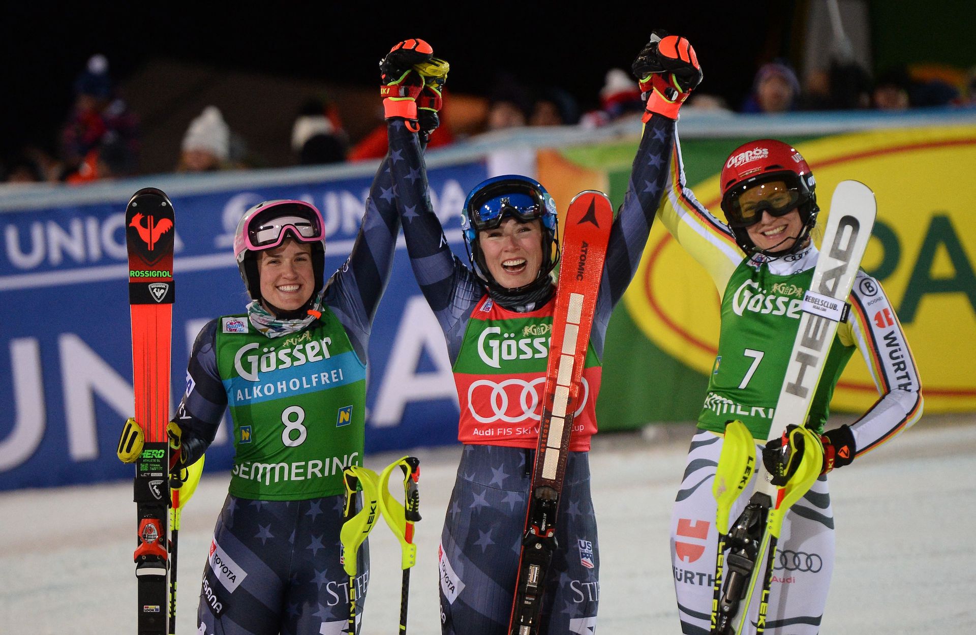 Paula Moltzan and Mikaela Shiffrin