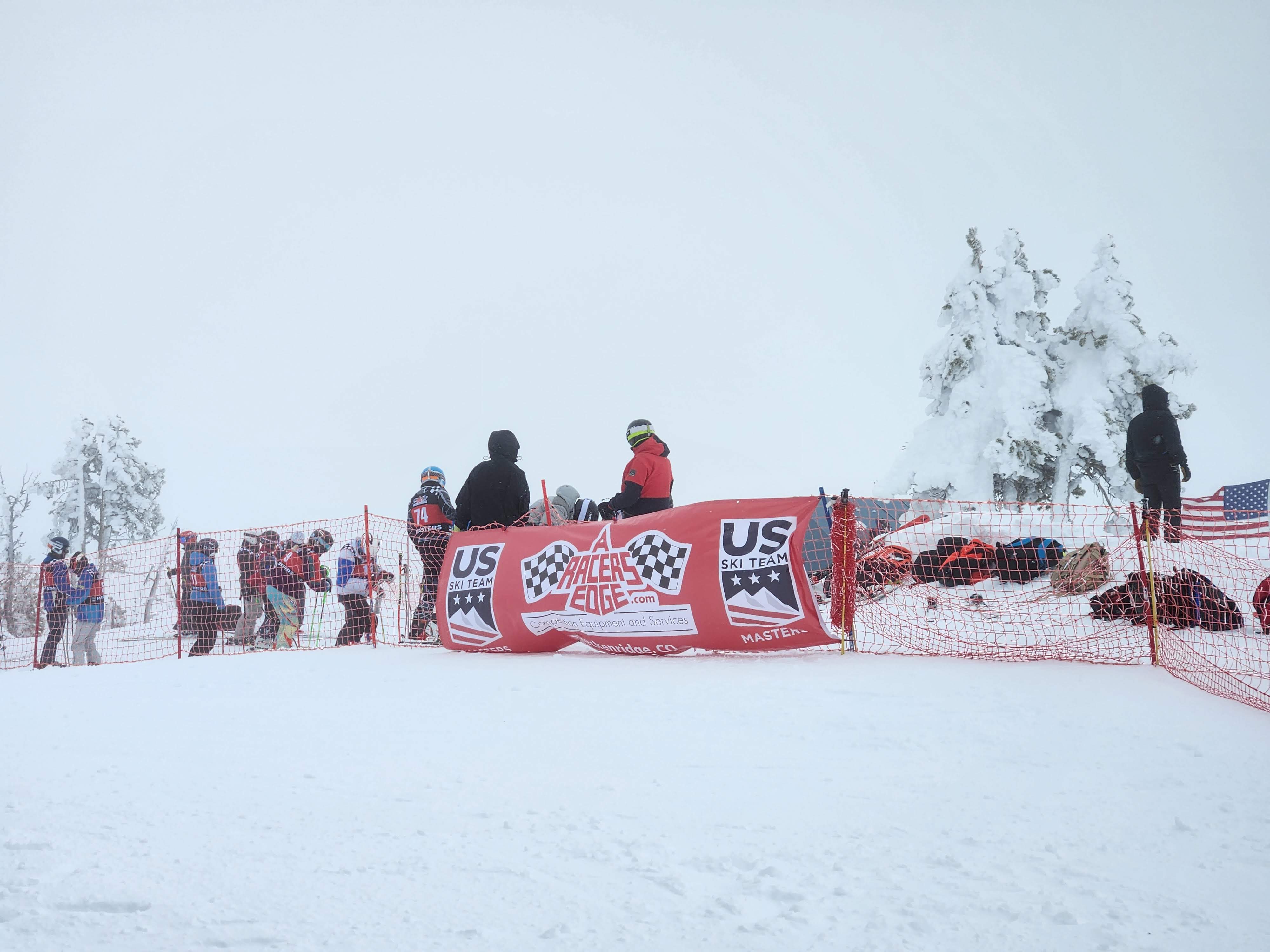 A Racer's Edge Banner at Top of Course 2023 Masters Nationals at Mt. Bachelor A Racer's Edge Banner at Top of Course 2023 Masters Nationals at Mt. Bachelor