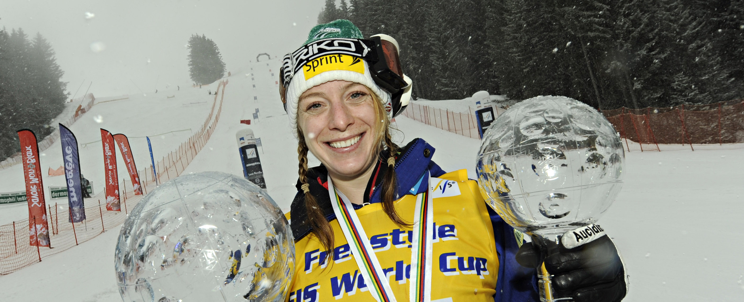 Hannah Kearney competes and takes the overall World Cup Freestyle Globe during the FIS Freestyle Ski World Cup Moguls on March 18, 2012 in Megeve, France. (Photo by Michel Cottin/Agence Zoom/Getty Images)