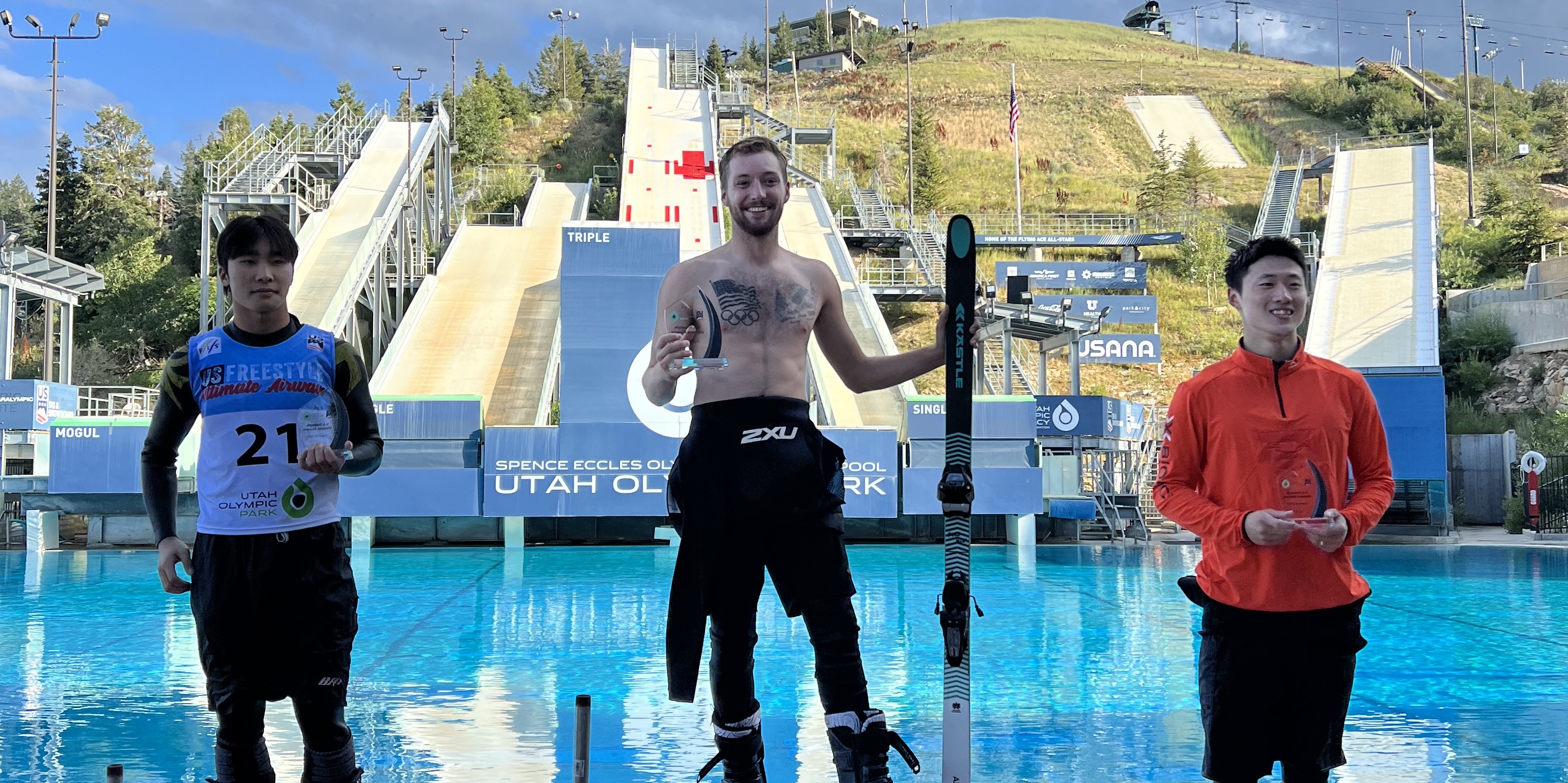 U.S. athlete Chris Lillis stands atop the podium in Park City, Utah