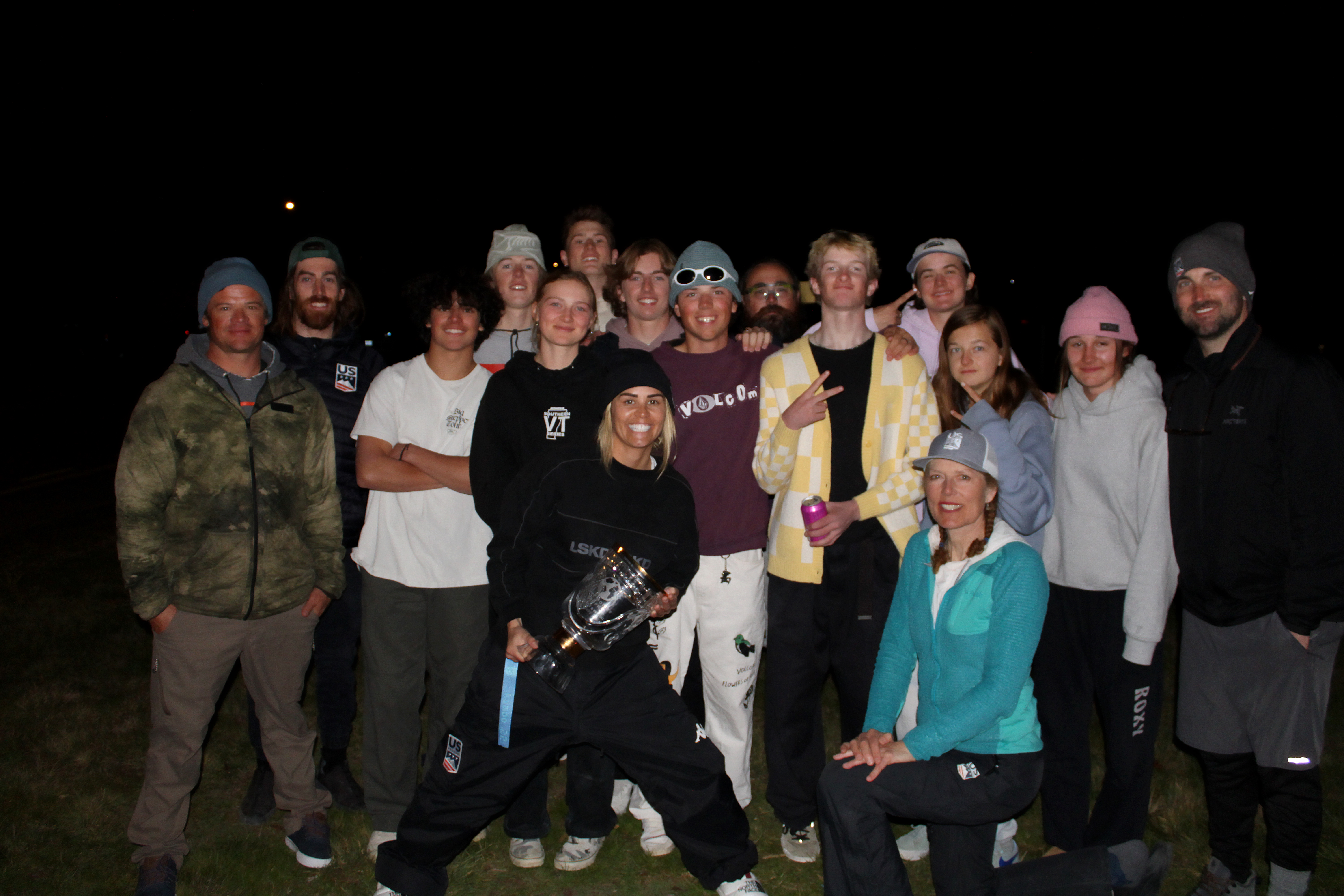 U.S. Freeski team with trophy