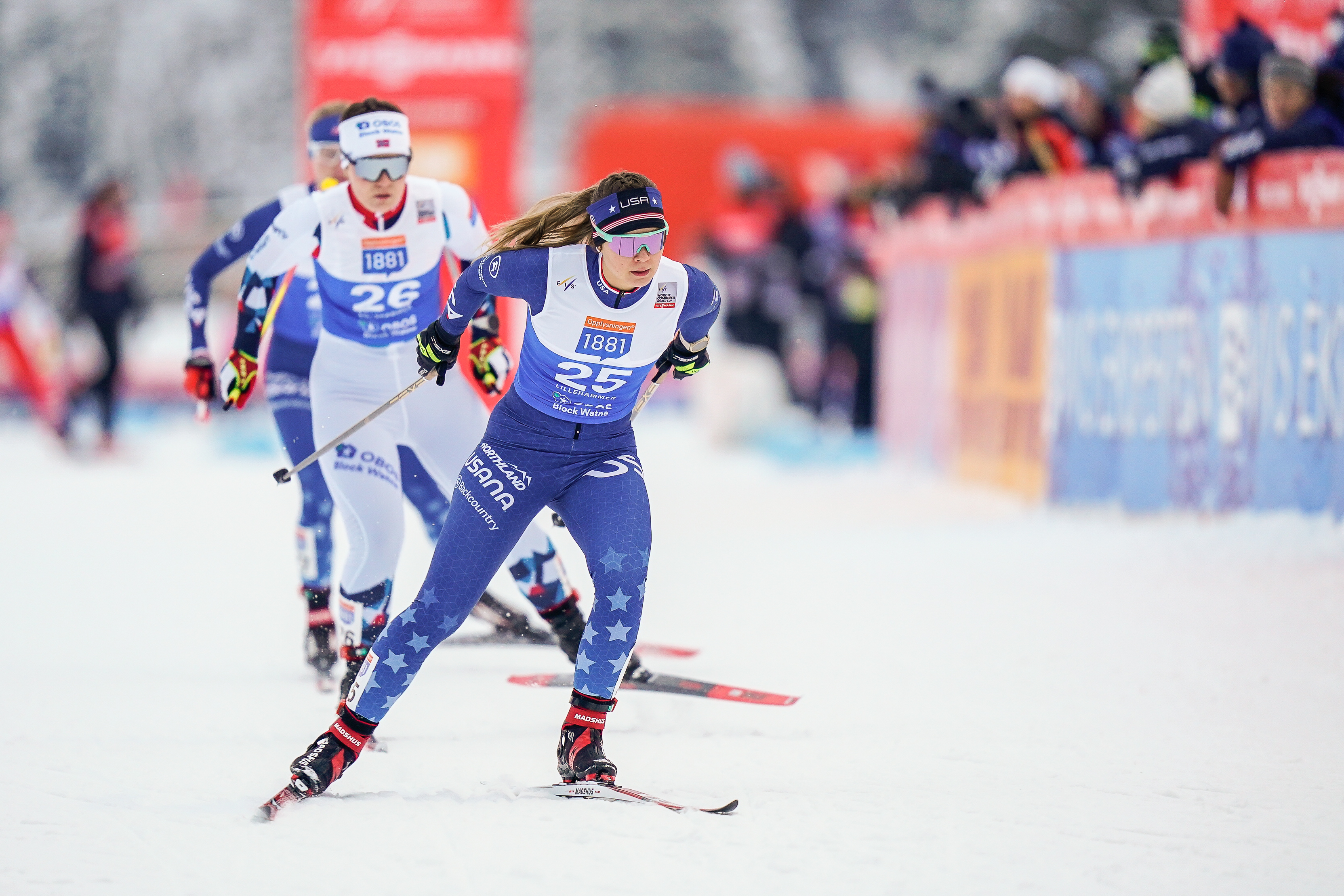Annika Malacinski skiing during a nordic combined event