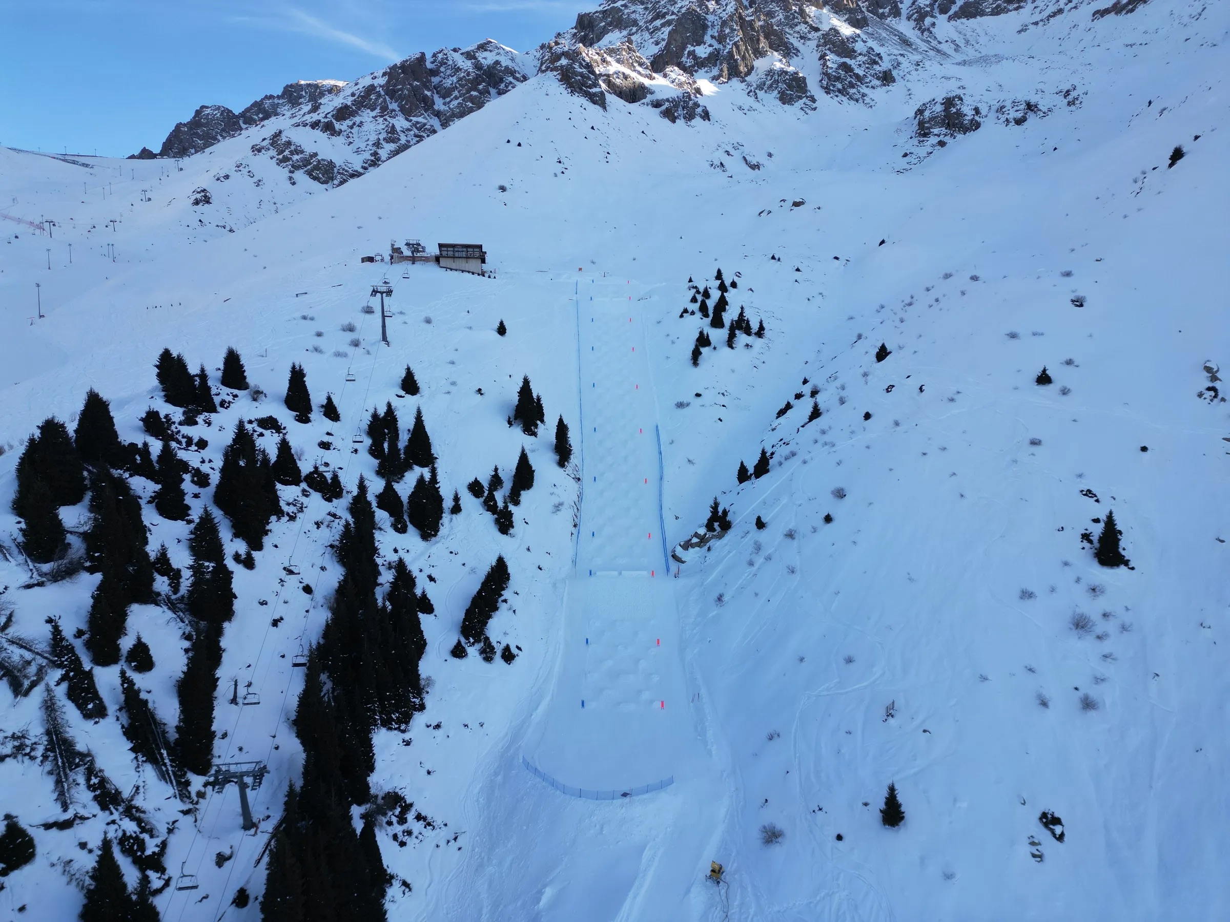 aerial shot of the moguls course