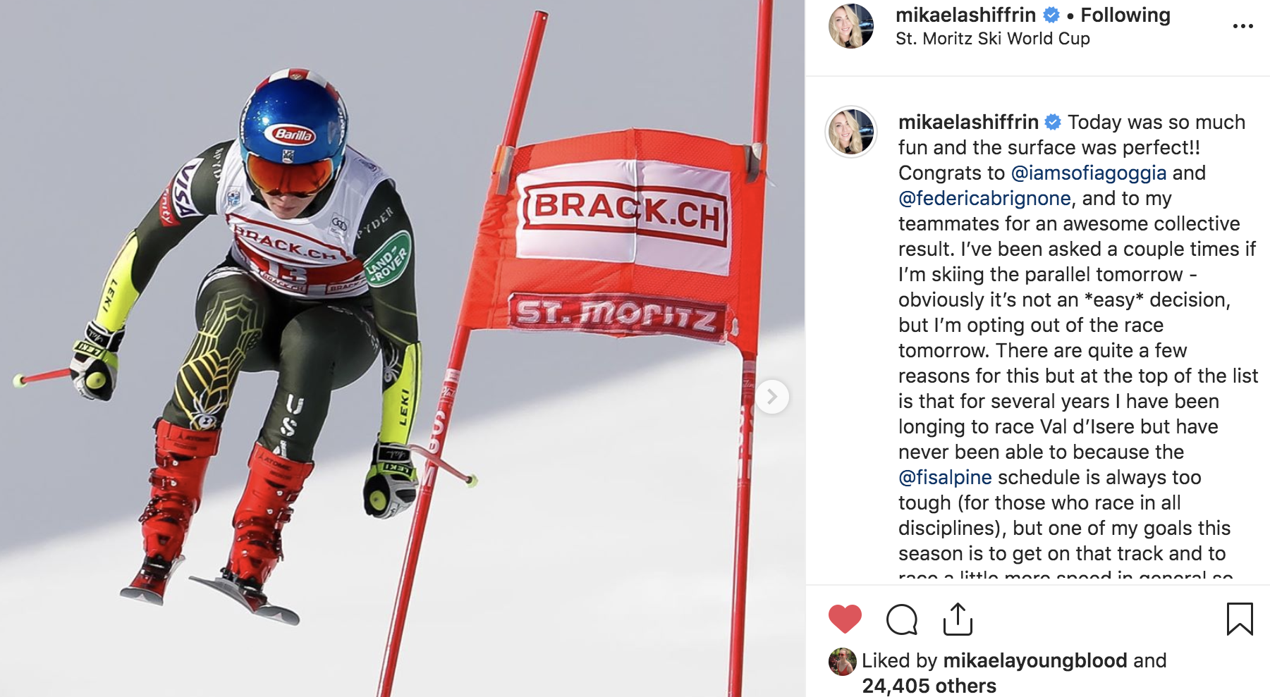 Mikaela Shiffrin Instagram