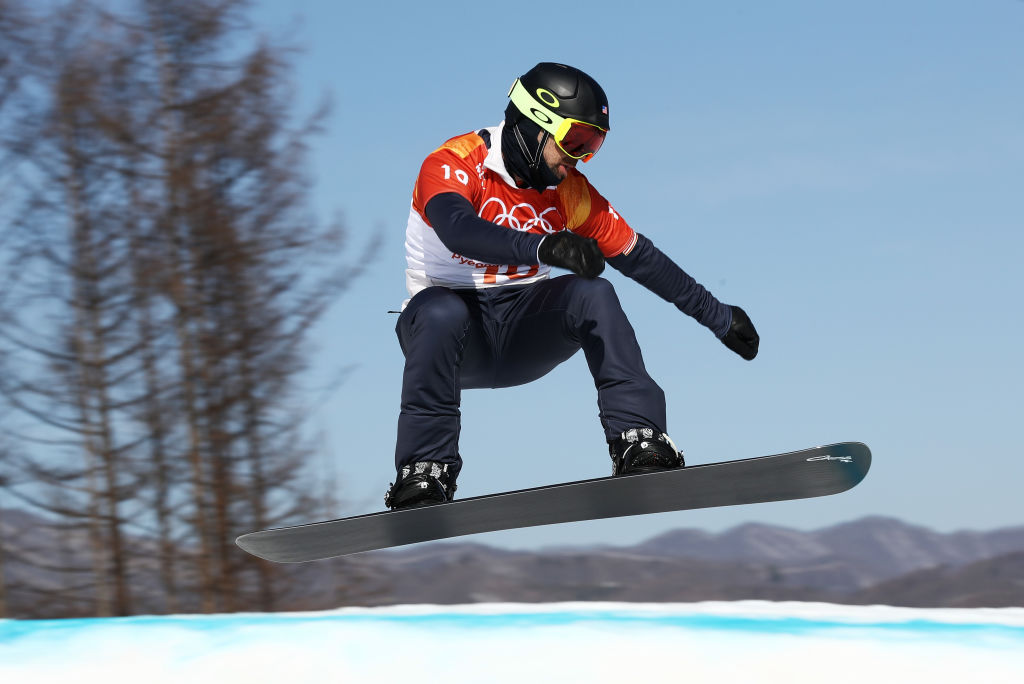 Nick Baumgartner rides to his best Olympic finish in men's snowboardcross at the Olympic Winter Games PyeongChang 2018. (Clive Rose/Getty Images)