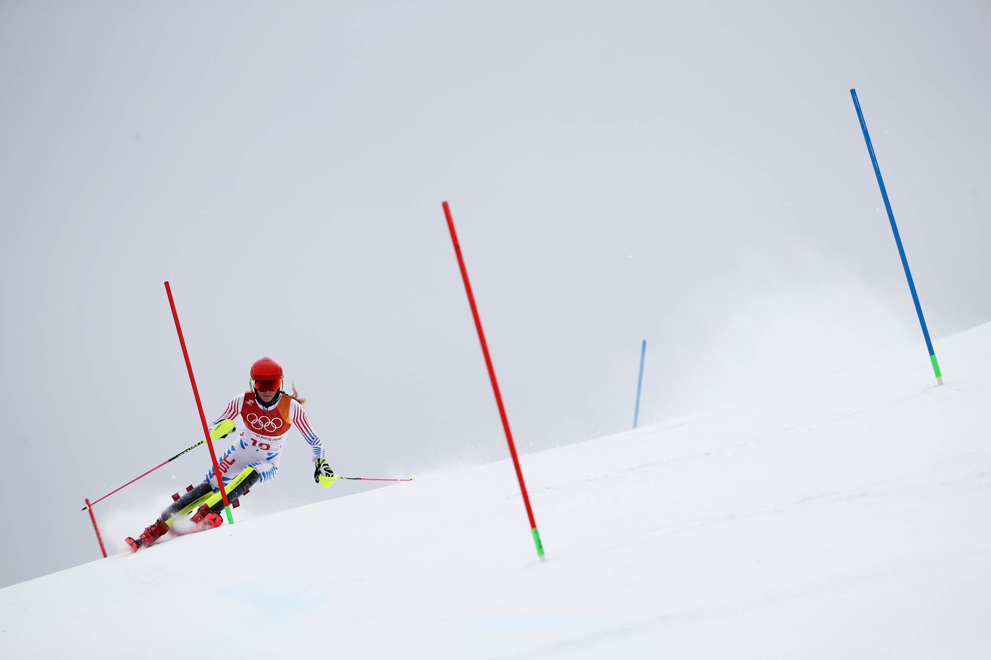 Mikaela Shiffrin won the silver medal in the alpine combined at Yongpyong Alpine Centre Thursday. (Getty Images - Ezra Shaw)