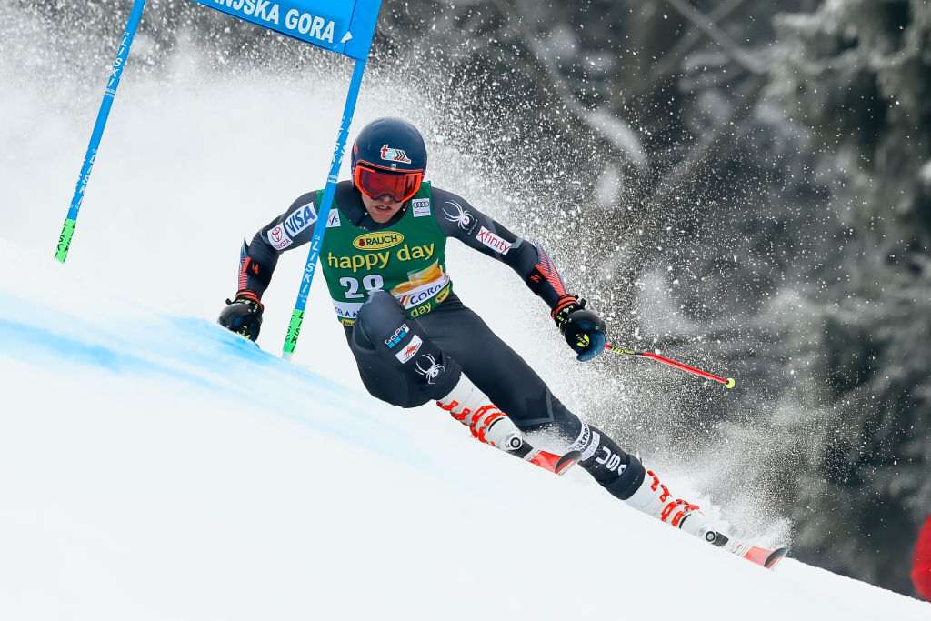 Ryan Cochran-Siegle posted a career-best World Cup giant slalom finish in 10th Saturday in Kranjska Gora, Slovenia. (Getty Images/Agence Zoom - Stanko Gruden)