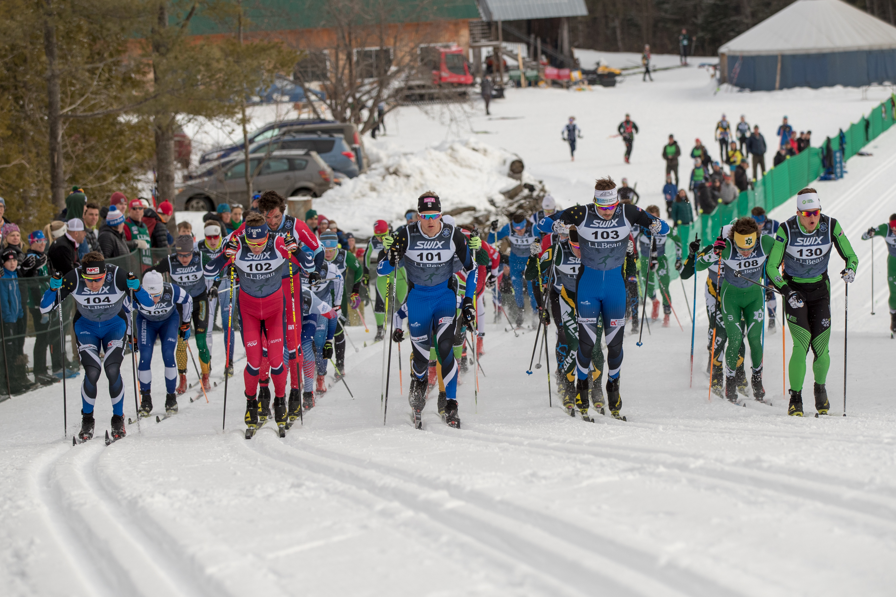 The start of the L.L.Bean U.S. Cross Country Championships team relay Sunday. (U.S. Ski &amp; Snowboard - Reese Brown)