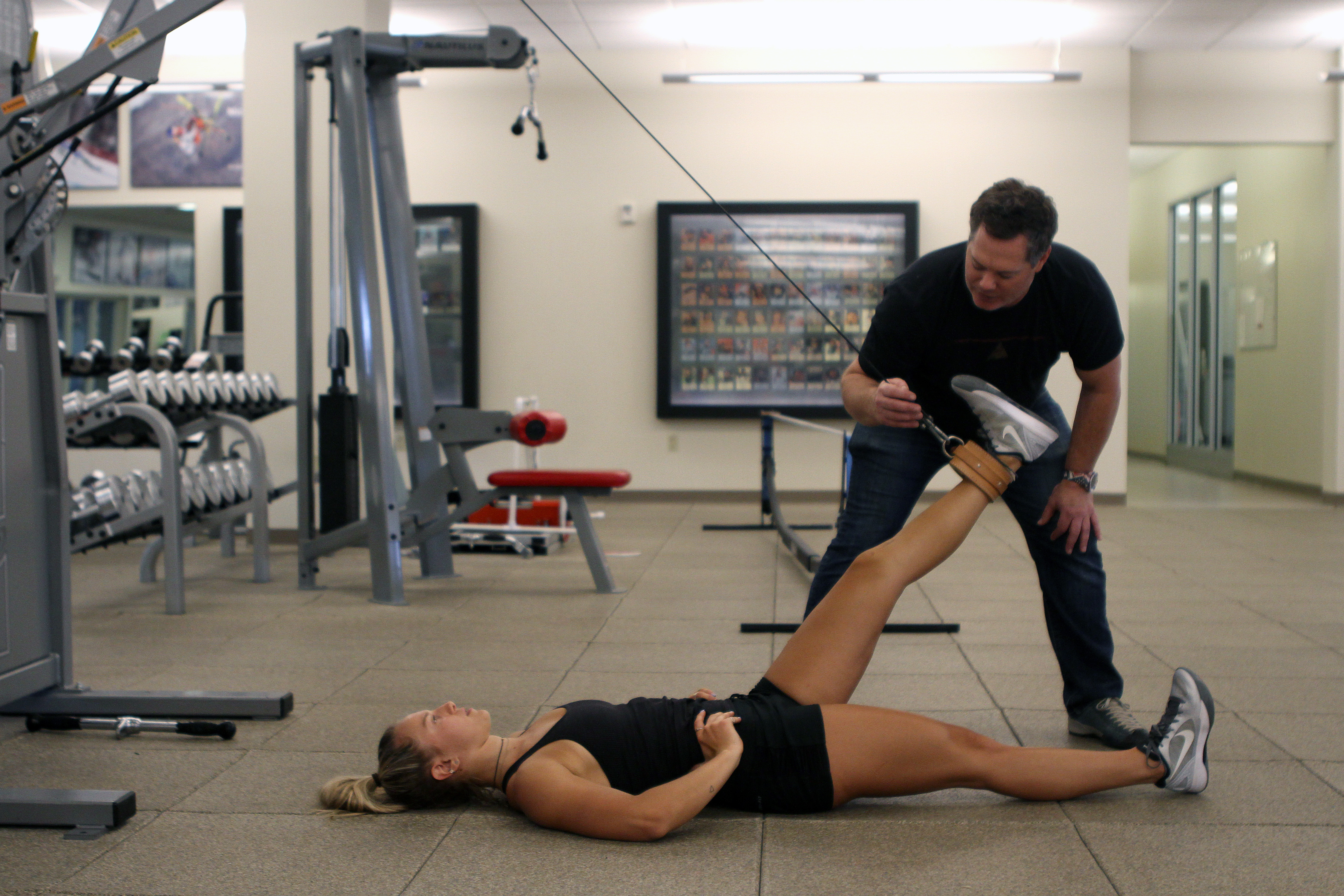 Morgan Schild works on her ACL injury