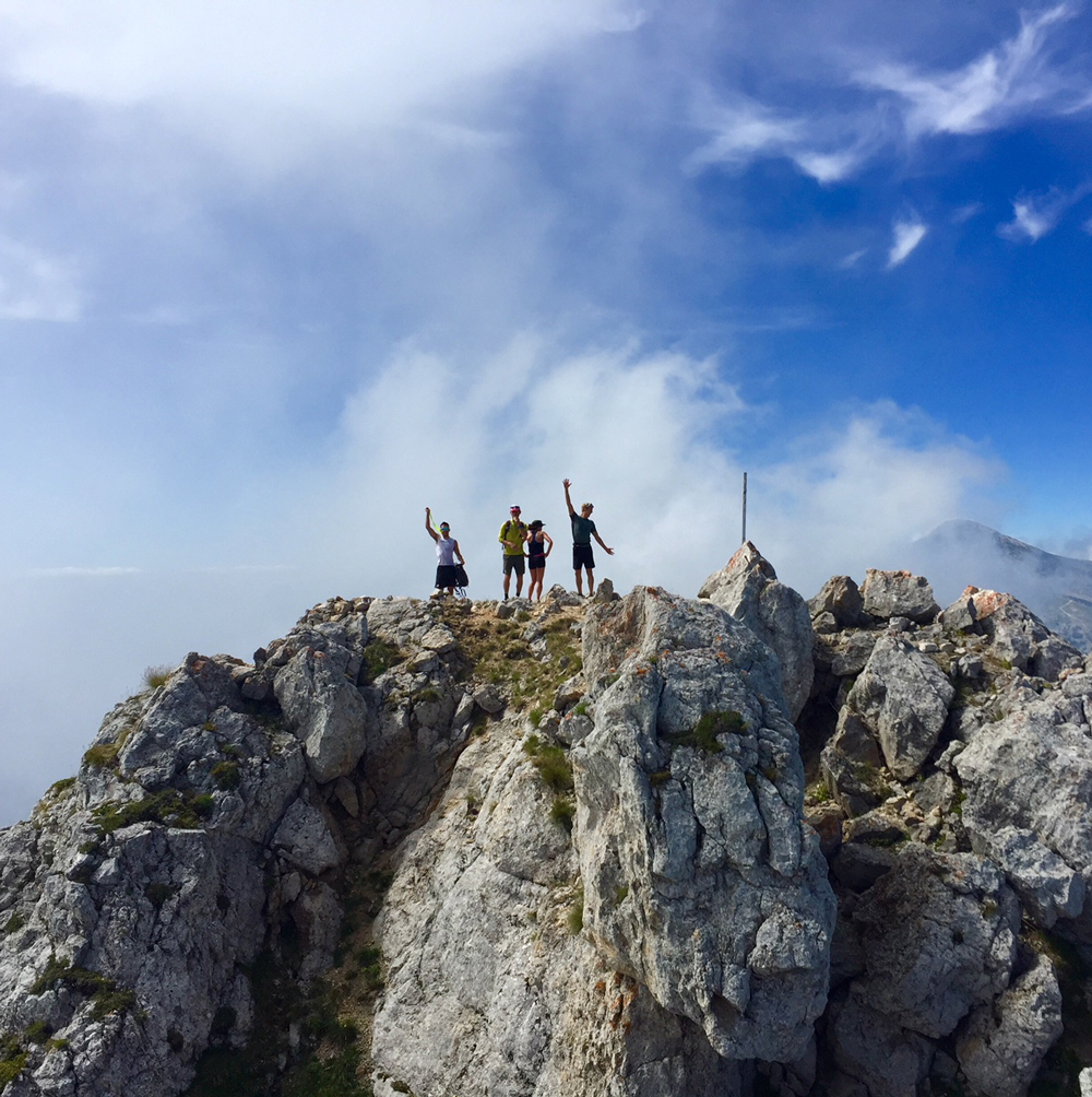 Men's U.S. Cross Country Team members at the top of Roc Cornafion above Villard-de-Lans, France.