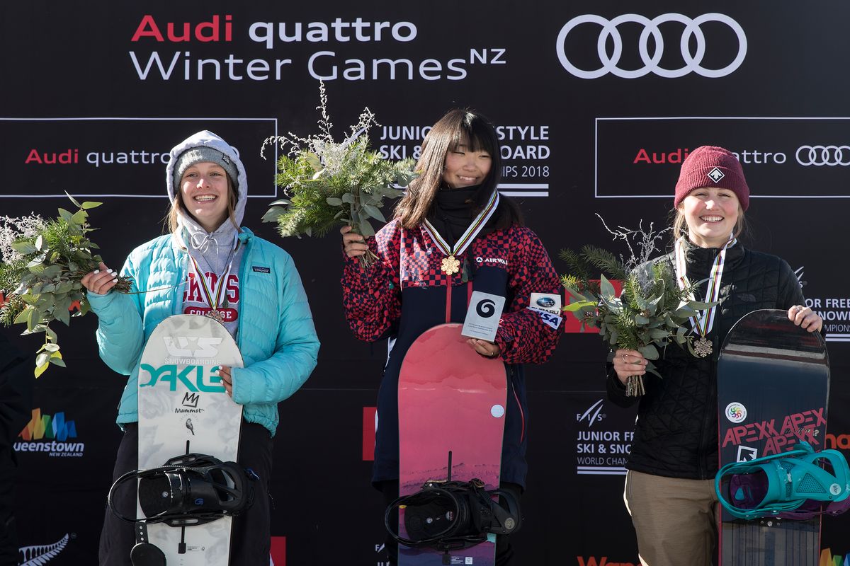 Women's halfpipe podium