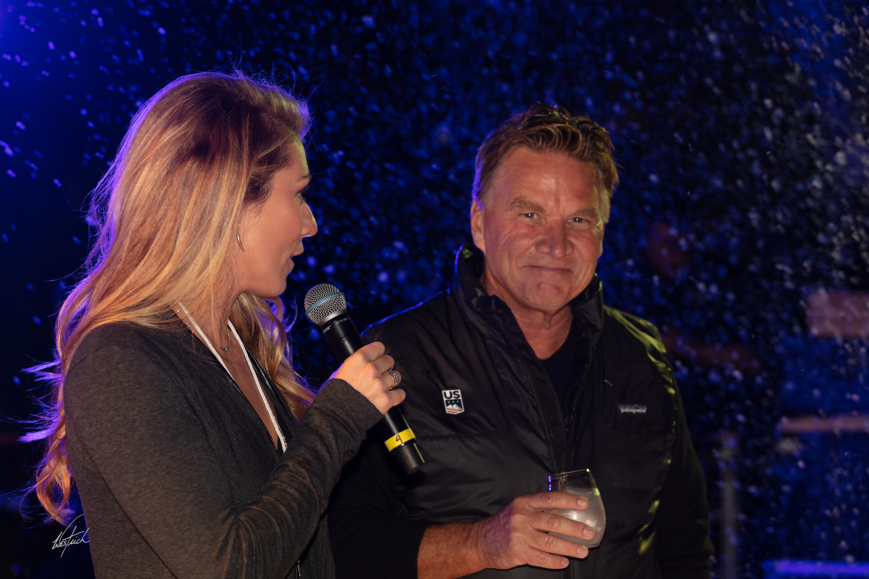 Mikaela and Ron address the crowd