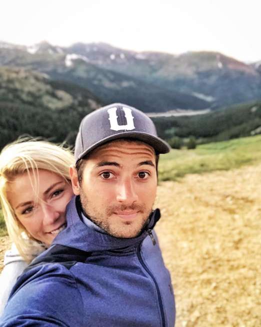Shiffrin poses with boyfriend Mathieu Faivre