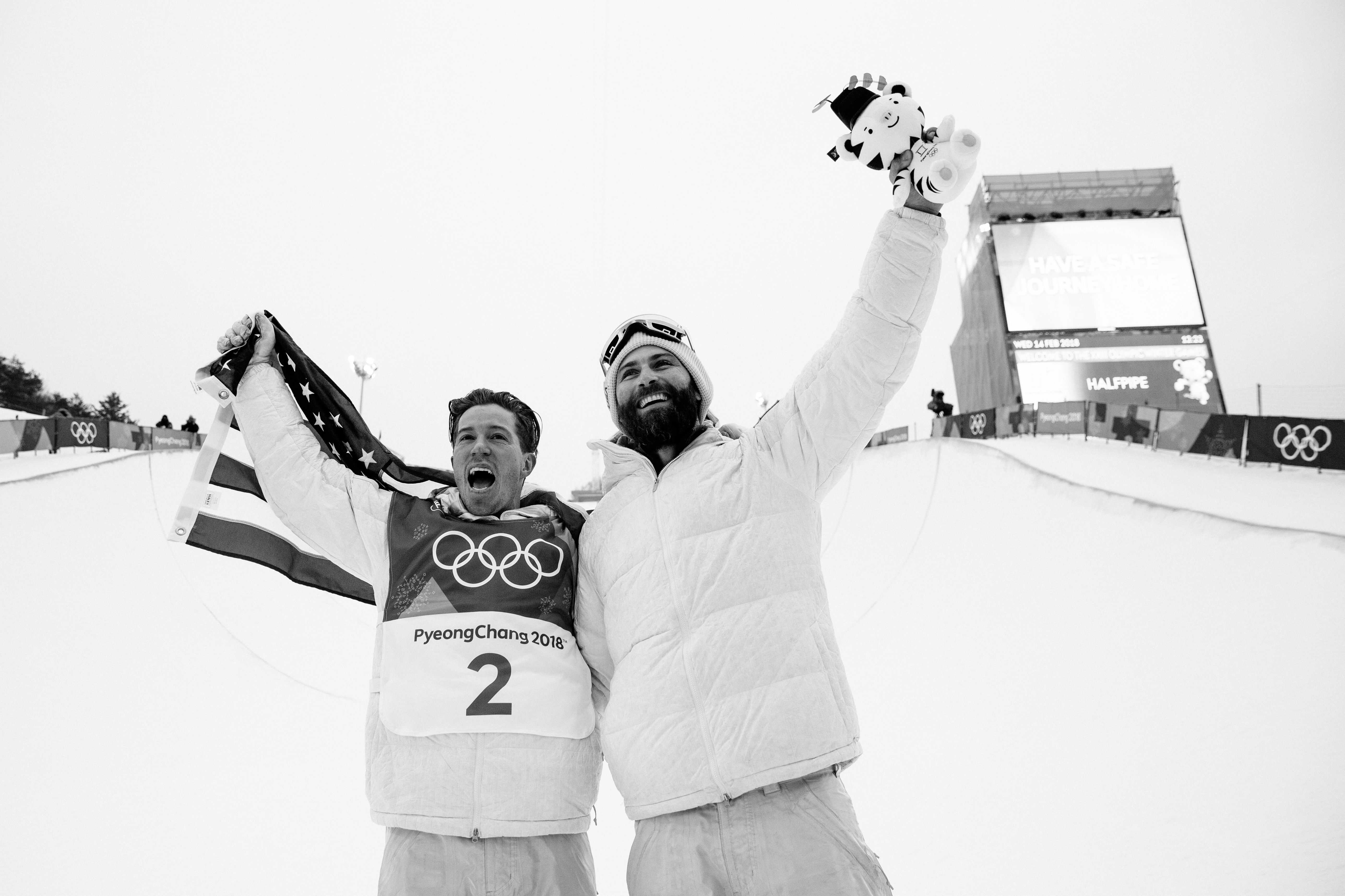PyeongChang Olympic Halfpipe Gold Medalist Shaun White and new U.S. Ski &amp; Snowboard coach JJ Thomas (U.S. Ski &amp; Snowboard).