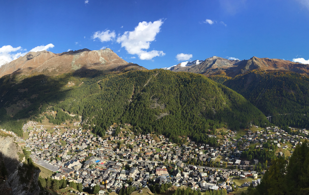 View of Zermatt from Edelweiss. Photo: Olivia Giaccio