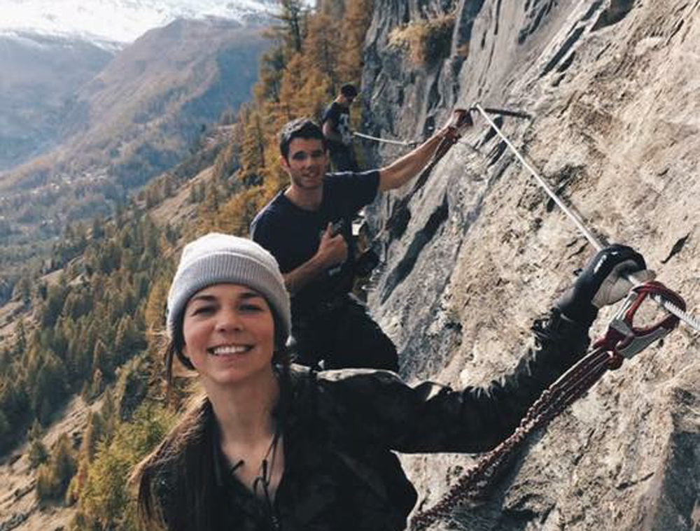 Nessa Dziemian on the via ferrata cables