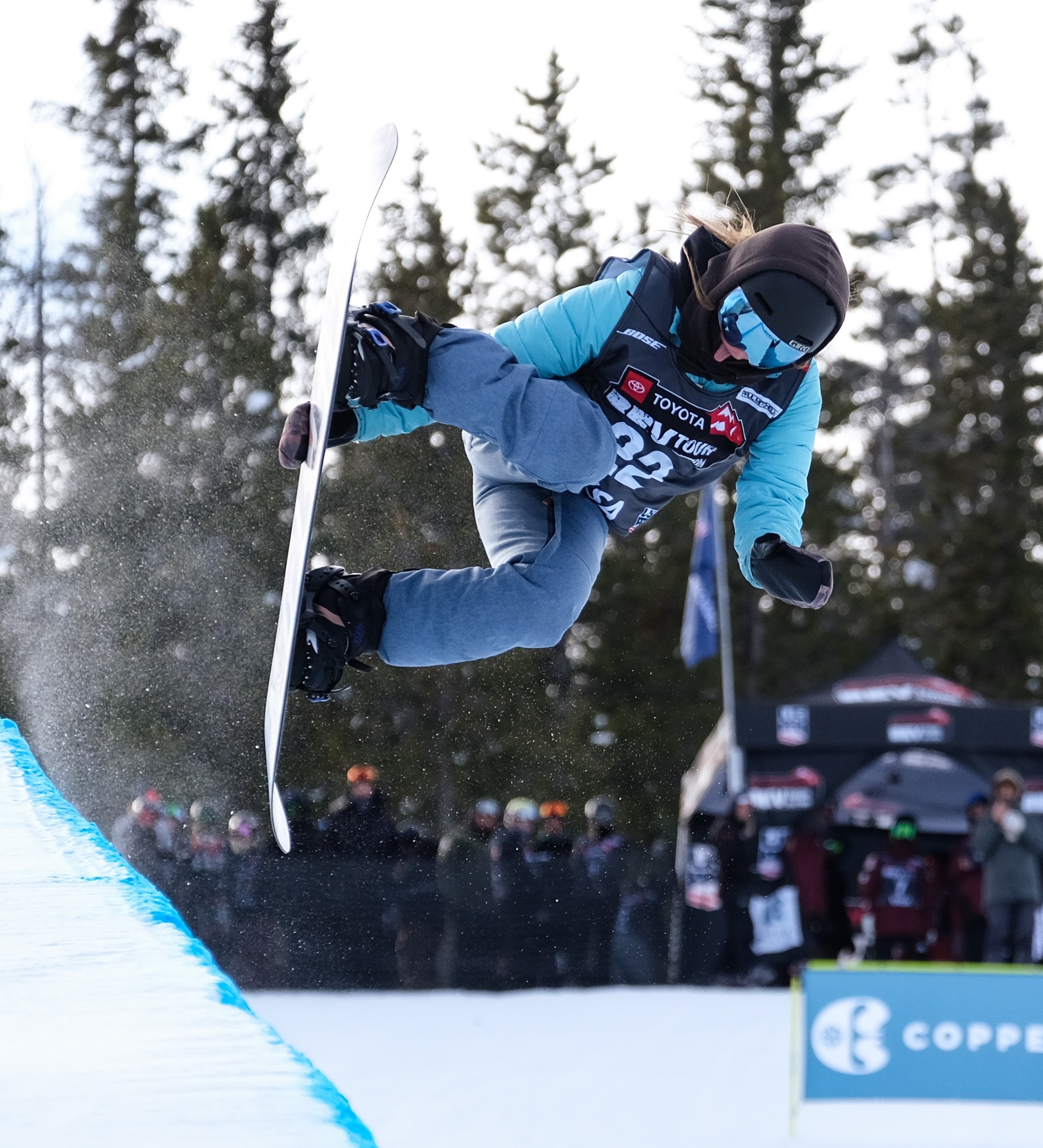 Athlete in the pipe at copper mountain.