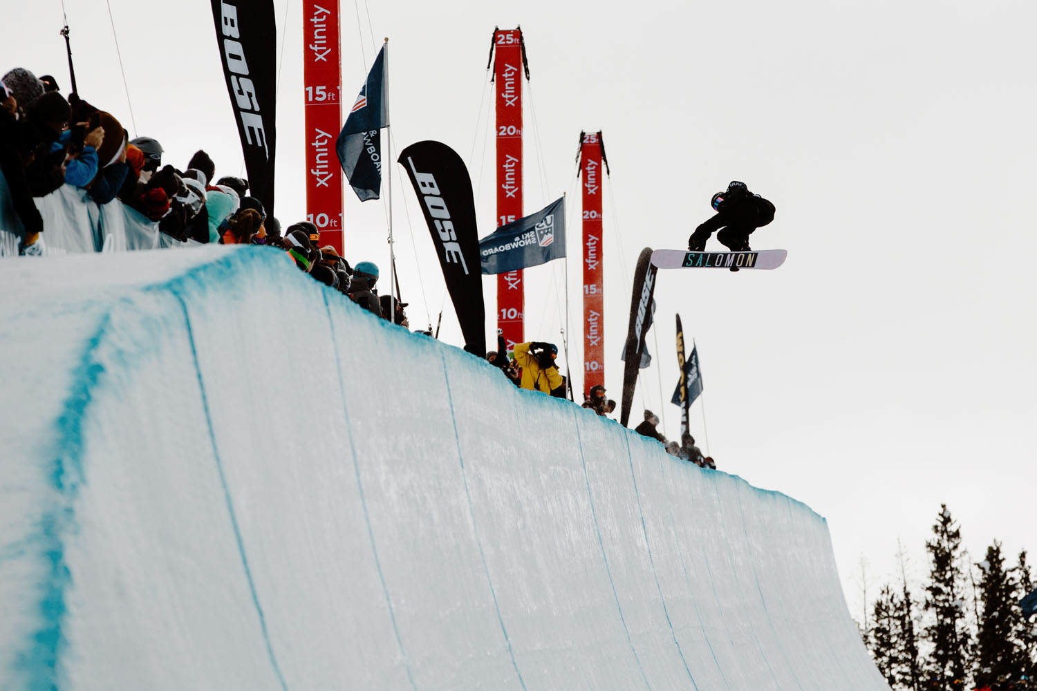 Maddie Mastro mid air at Copper Mountain.