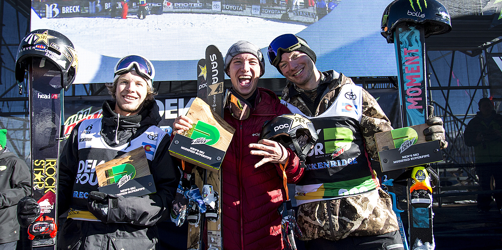 Men's freeski modified halfpipe podium.