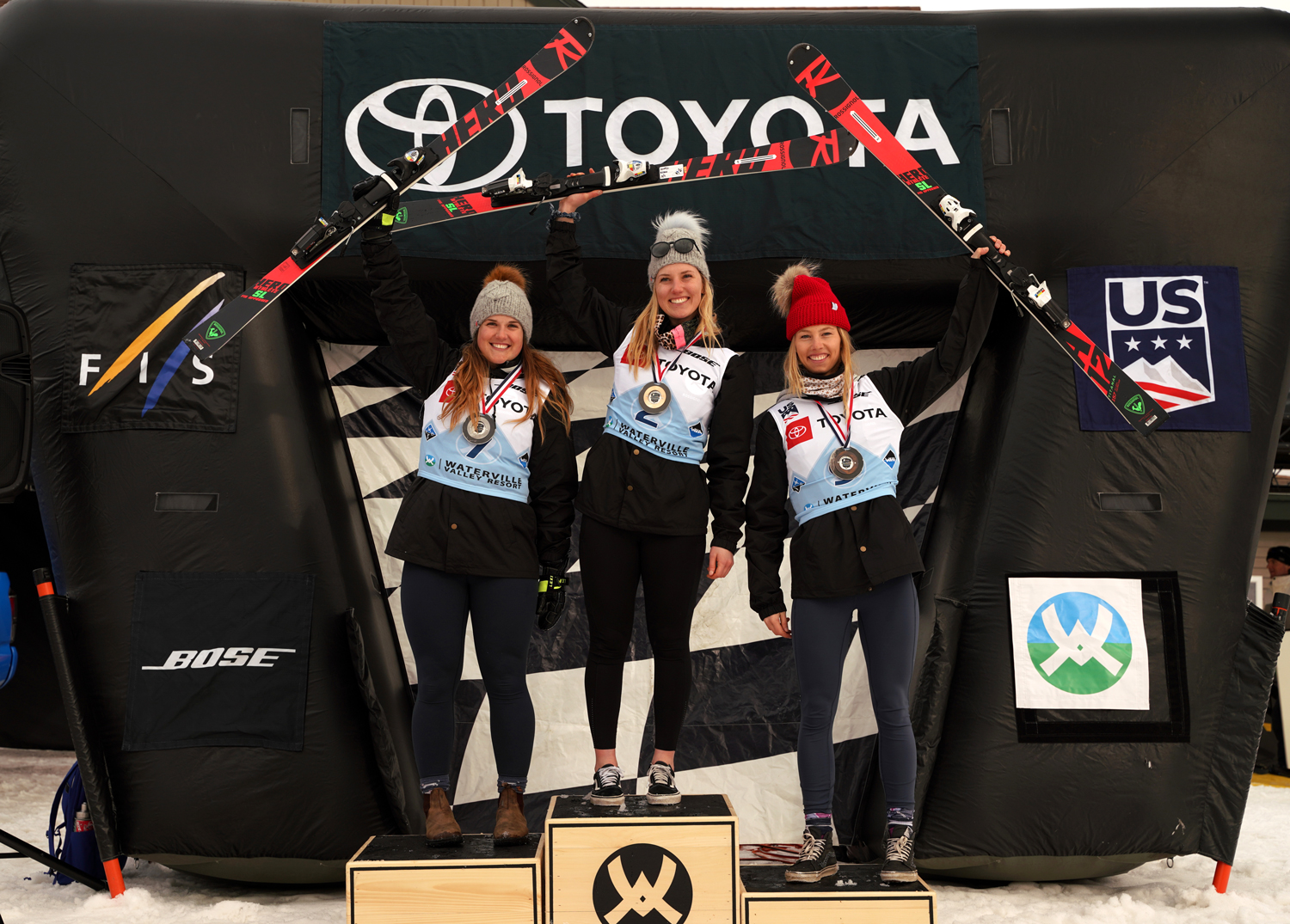 Women's slalom podium. (Chris Cohen Images)