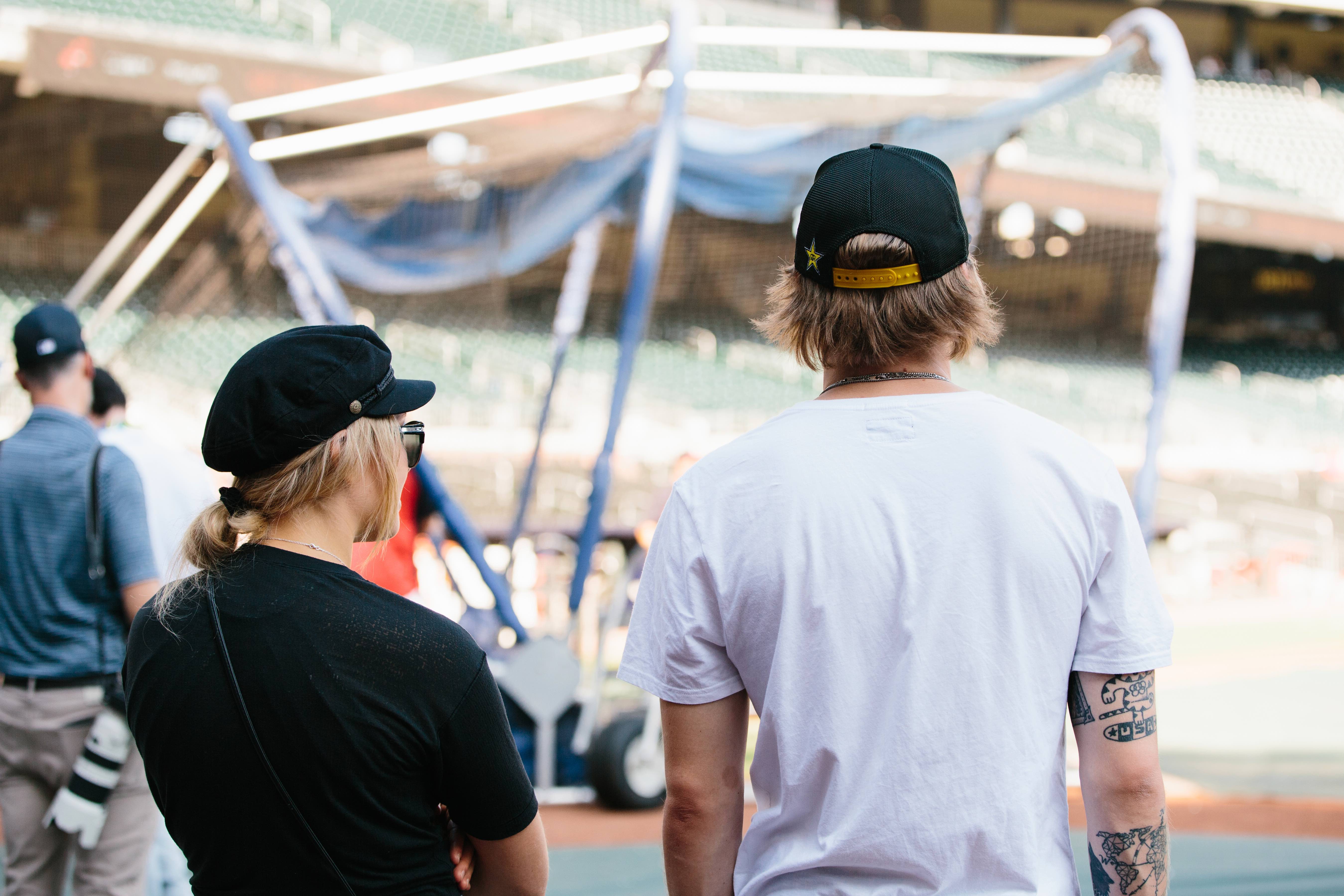 Maggie, Kyle Batting Practice