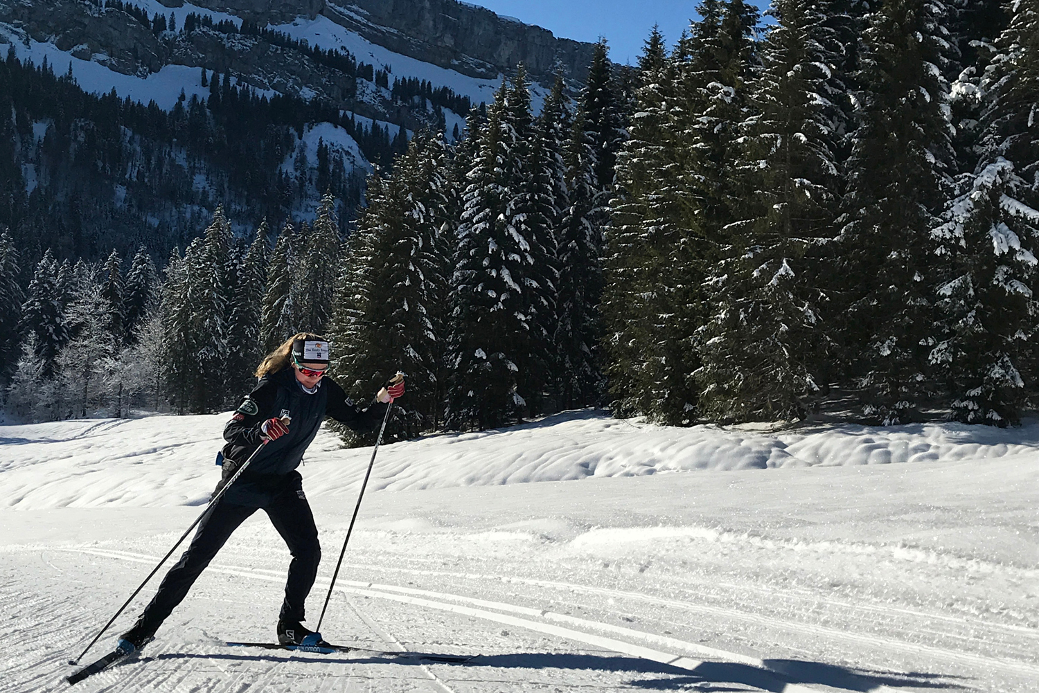 Jessie Diggins enjoys a training day in Rohrmoos, Germany, Tuesday. (U.S. Ski &amp; Snowboard - Tom Horrocks)