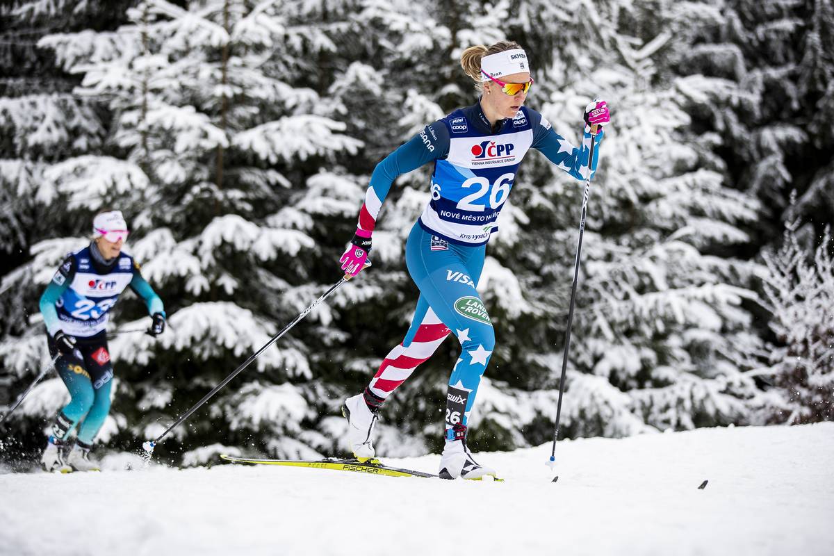 Sadie Maubet Bjornsen was 20th Sunday in Nove Mesto, Czech Republic. (www.nordicfocus.com. © Modica/NordicFocus)