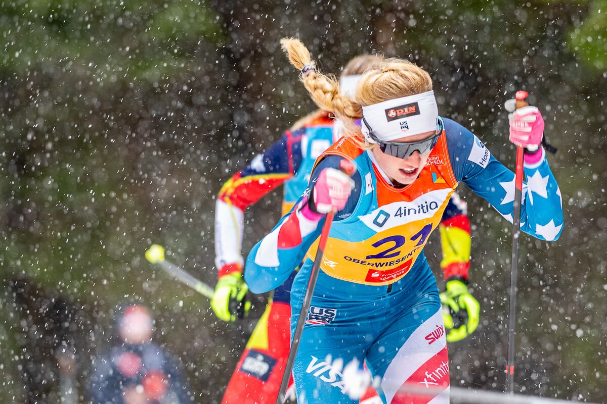 Hailey Swirbul finished 22nd in Sunday's World Championships sprint. (@flyingpoint)
