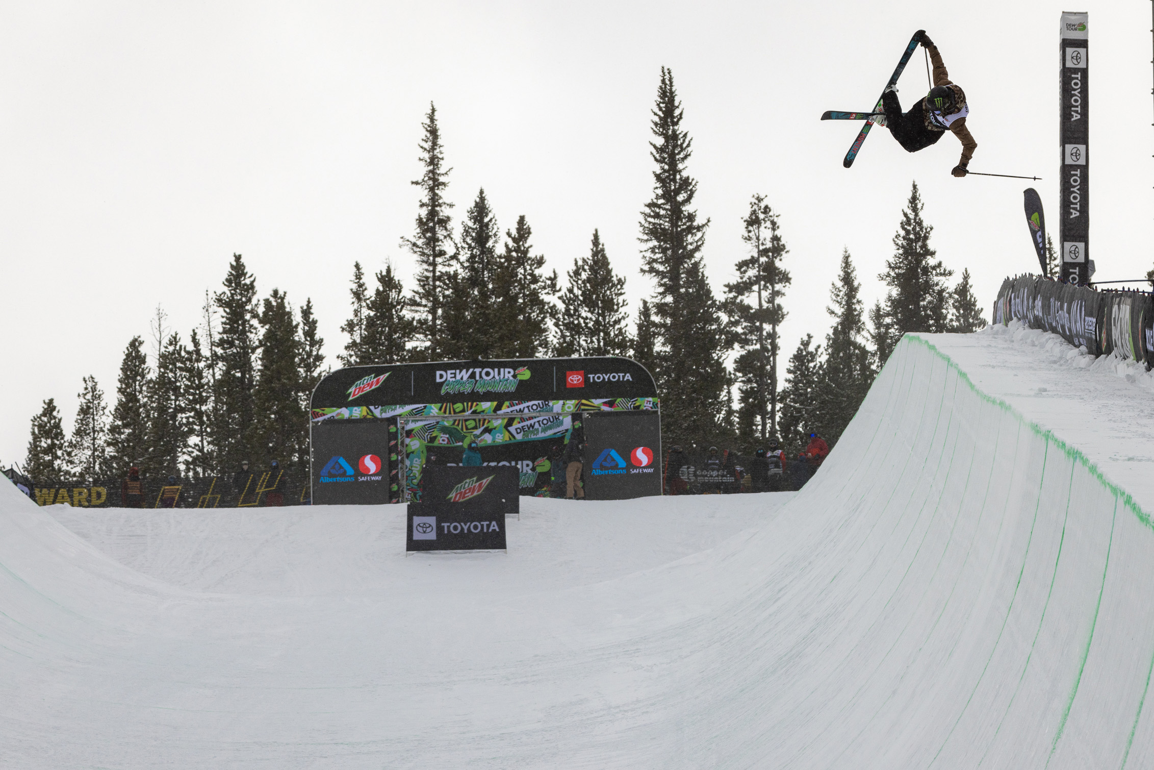 David Wise airs out of the halfpipe on the first hit.