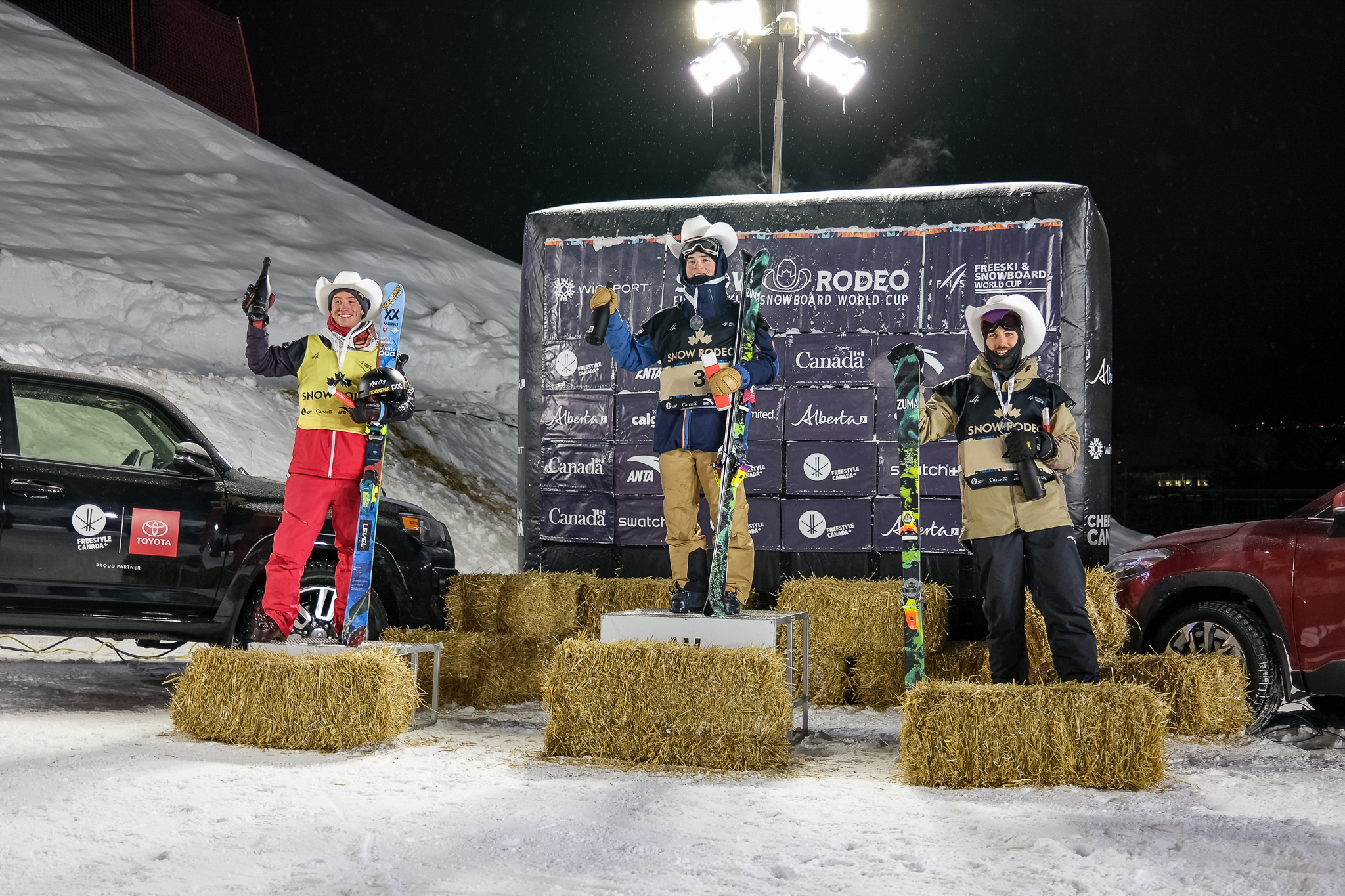 The men's Snow Rodeo podium.