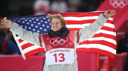 Kyle Mack celebrates after winning the silver medal during the big air final at the 2018 Olympic Winter Games. (Getty Images - Clive Mason)