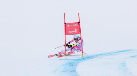 Nina O'Brien won the super-G at the Toyota U.S. Alpine Championships in Sun Valley, Idaho, Friday. (Oliver @oliverguyphoto // Oliver Guy Photo)