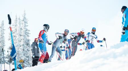 Downhillers at the start in Copper Mountain