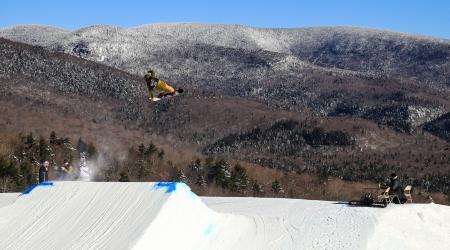 athlete airborne in Waterville Valley, N.H. 