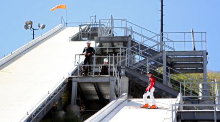 Aerial skiers at UOP
