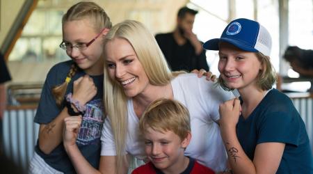 Lindsey poses with fans