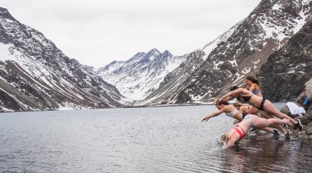 Women Dive in the Frigid Inca Lake in Portillo