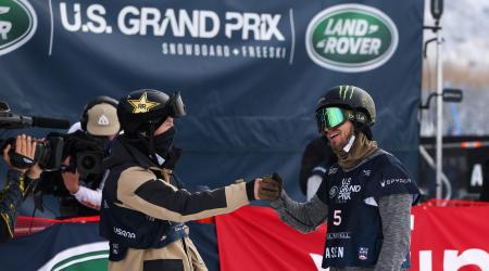 David Wise and Aaron Blunck celebrate in Aspen. 