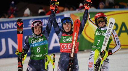 Paula Moltzan and Mikaela Shiffrin