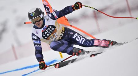 Jared Goldberg Races in Wengen, Switzerland