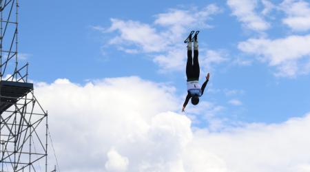 aerials athlete on water ramps