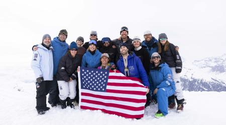 The Stifel U.S. Freeski Team celebrating at 2025 World Champs